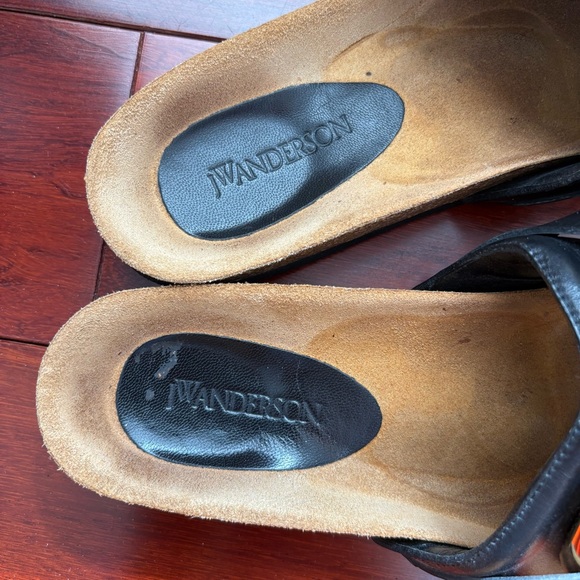 JW Anderson Chain Link Sandal Slides Gold Black Leather - Picture 9 of 11